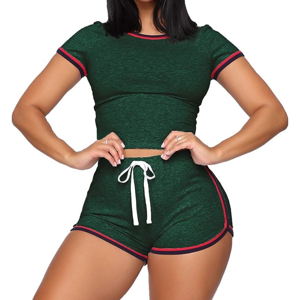 WIHOLL Womens Casual 2 Piece Short Sleeve Sets Summer Sexy Active Tracksuits